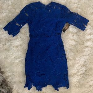 Blue lace cocktail dress